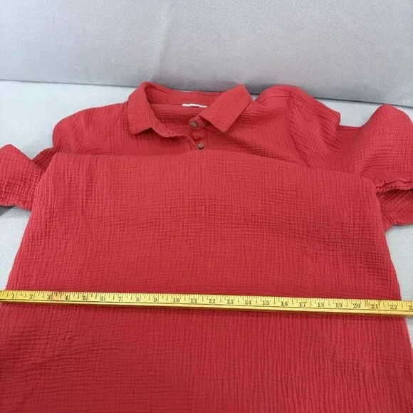 J. Jill Cotton-Gauze Shirtdress in Persimmon Red Orange SZ Small Beachy, Coastal - Picture 13 of 15